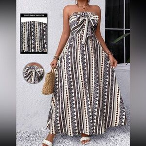Boho knot front A-line tube dress